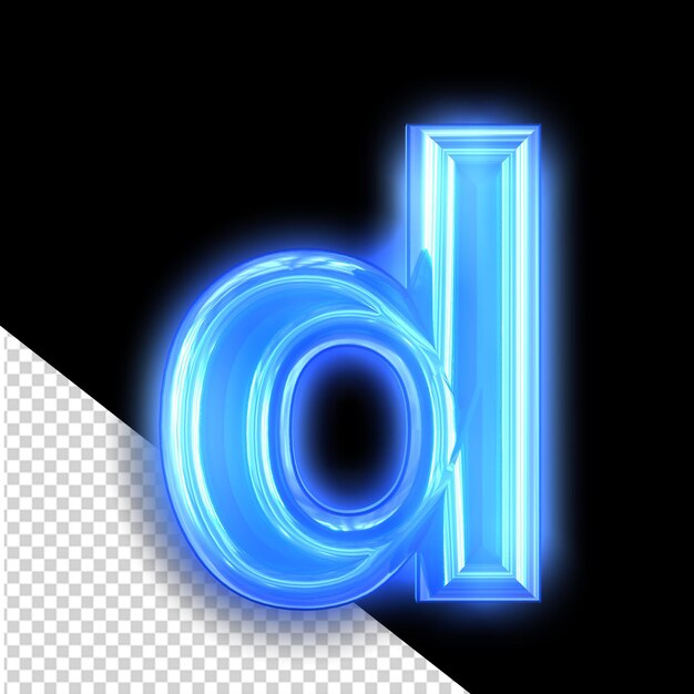 Blue neon symbol letter d