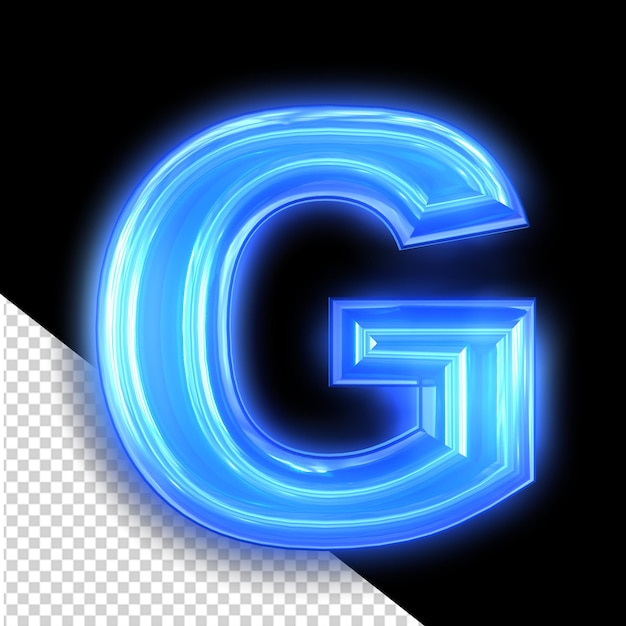 PSD simbolo al neon blu lettera g