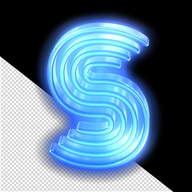 Blue neon symbol letter s