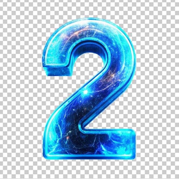 PSD blue neon symbol number 2