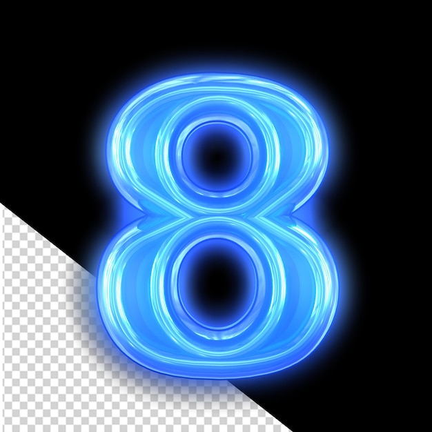 Blue neon symbol number 8