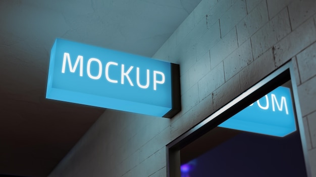 blue night business sign