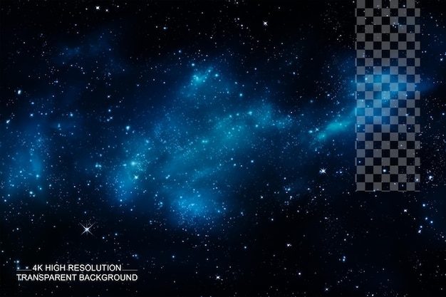 PSD blue night sky with stars and milky way on transparent background