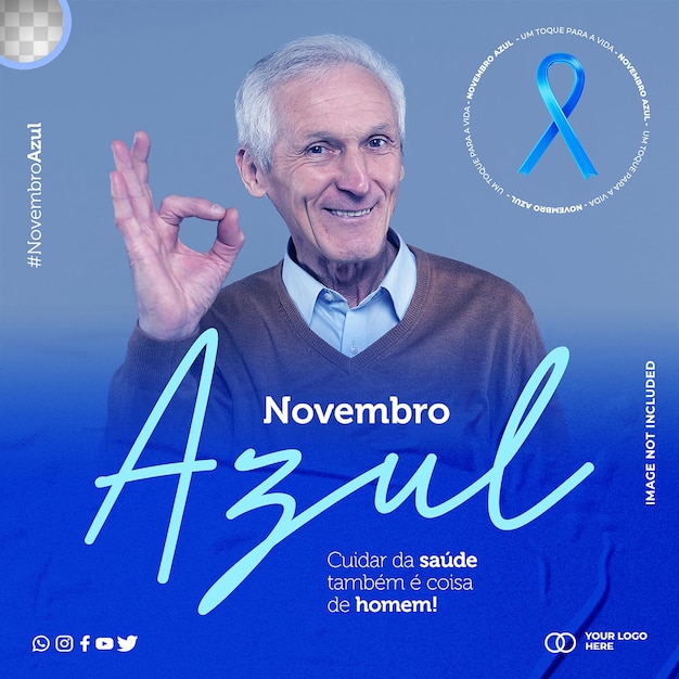 PSD modello di social media di consapevolezza di novembre blu