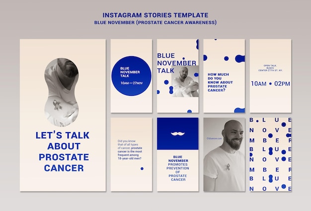 PSD blue november instagram stories set