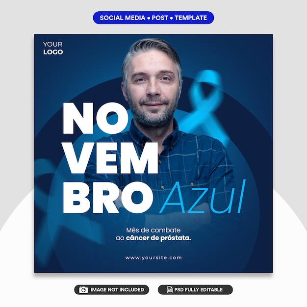 PSD blue november mote psd file social media novembro azul post