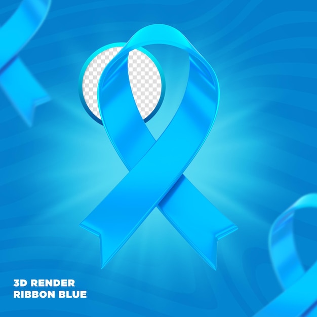 Blue november ribbon label 3d render for composition