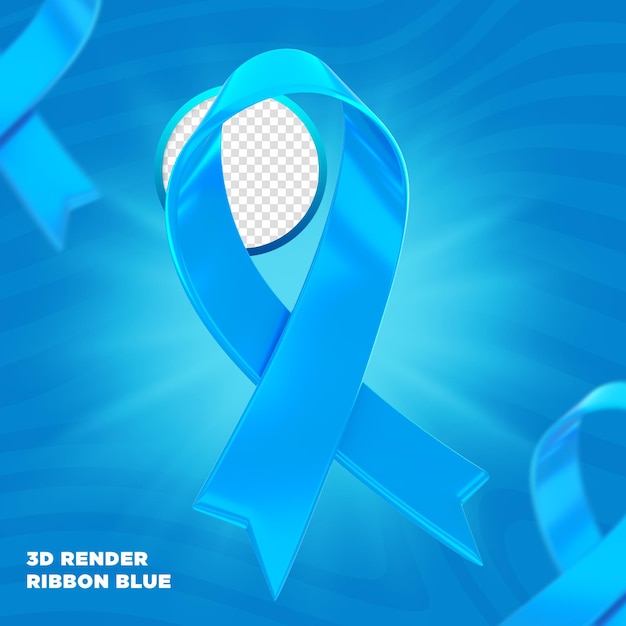 Blue november ribbon label 3d render for composition