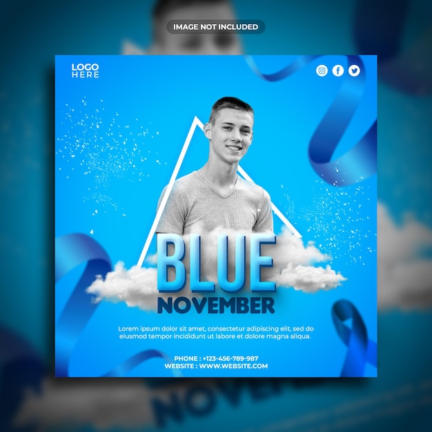 Blue november social media promotion square banner template