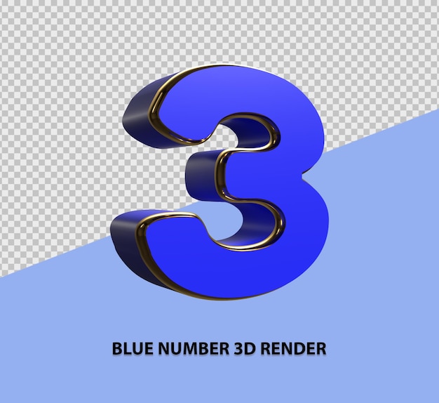 Blue number 3d render