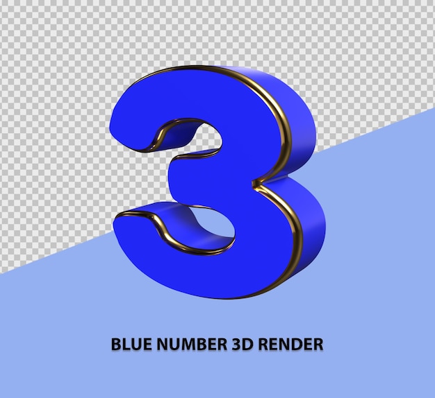 Blue number 3d render