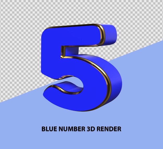 PSD rendering 3d di numeri blu