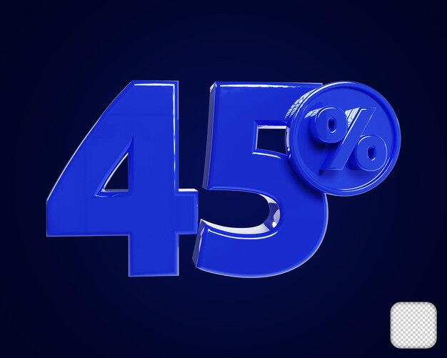 Blue Number 45 Percent Off 3d illustration