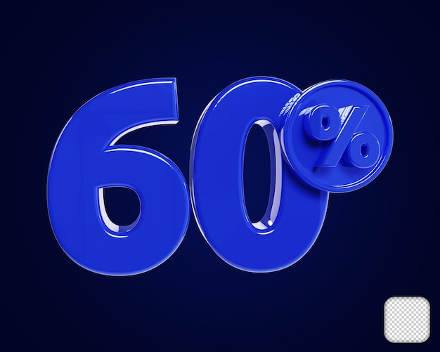 Blue Number 60 Percent Off 3d illustration