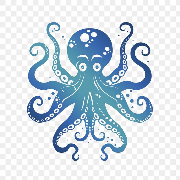 PSD a blue octopus with the words octopus on it