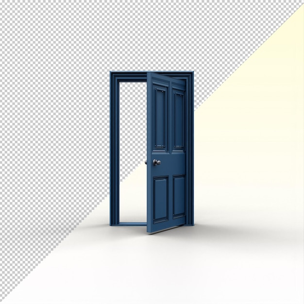 PSD blue open door isolated