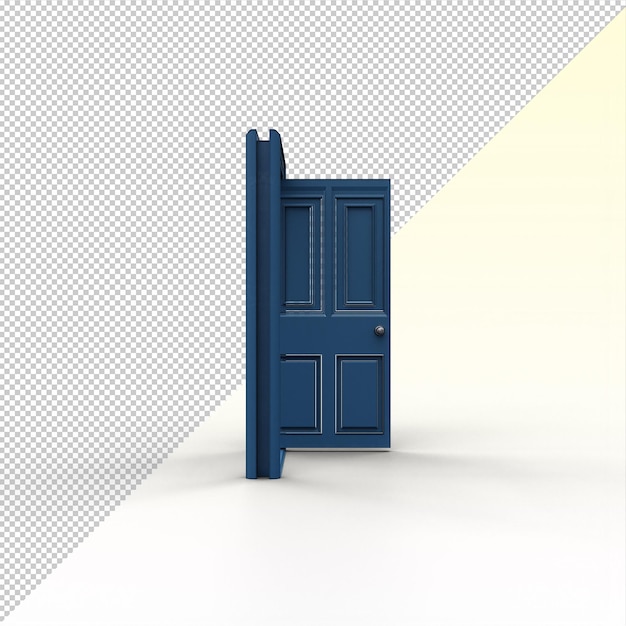 PSD blue open door isolated