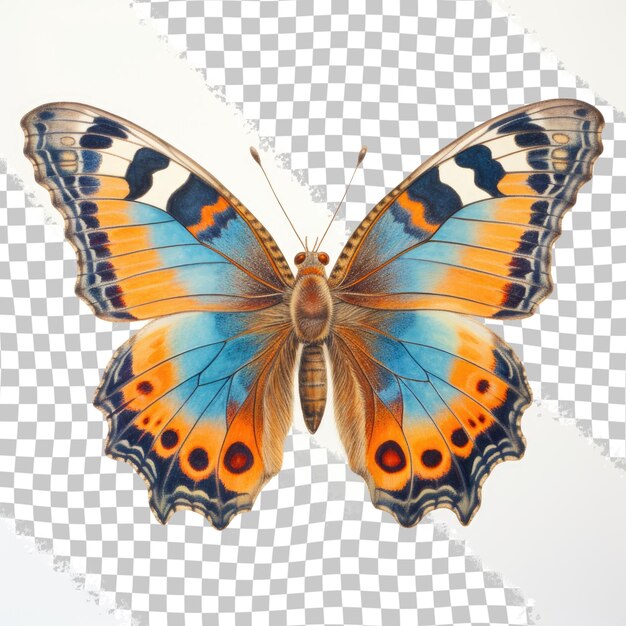 PSD a blue and orange butterfly on a transparent