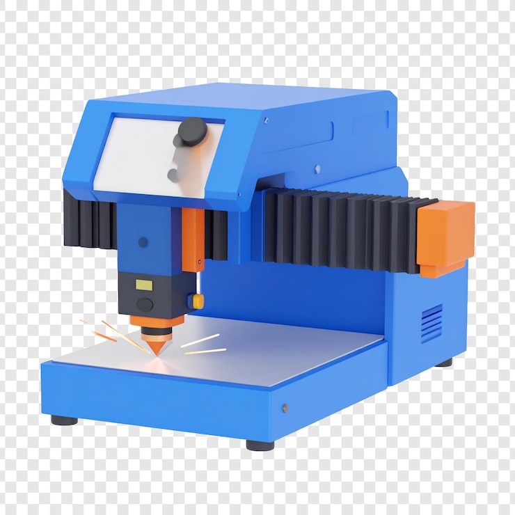 PSD blue and orange industrial machine displaying precision technology and automation