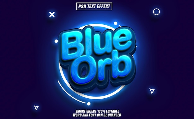 blue orb text effect font editable typography 3d text