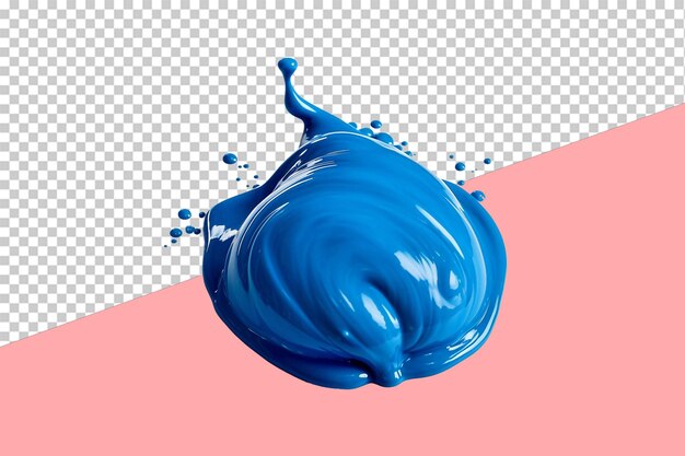 Blue paint pour isolated object transparent background