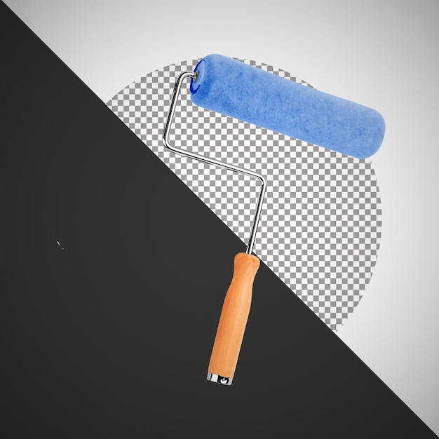 Blue Paint Roller with Wooden Handle