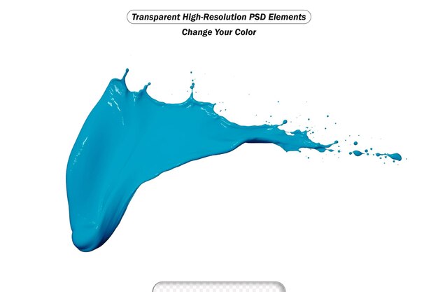 PSD blue paint splash isolated on white transparent background