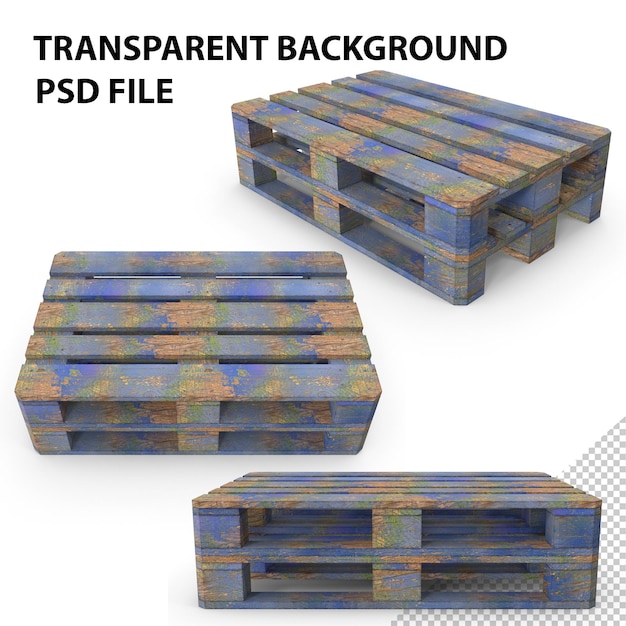 PSD blue painted wooden pallets