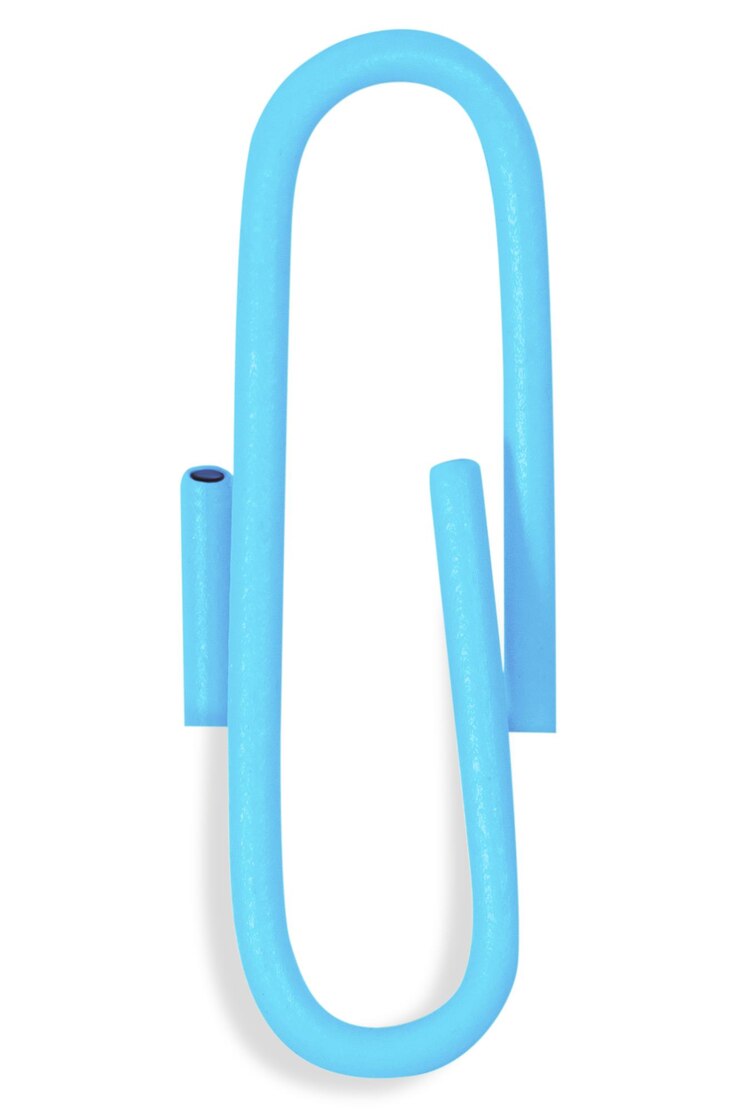 PSD blue paper clip on a blank background