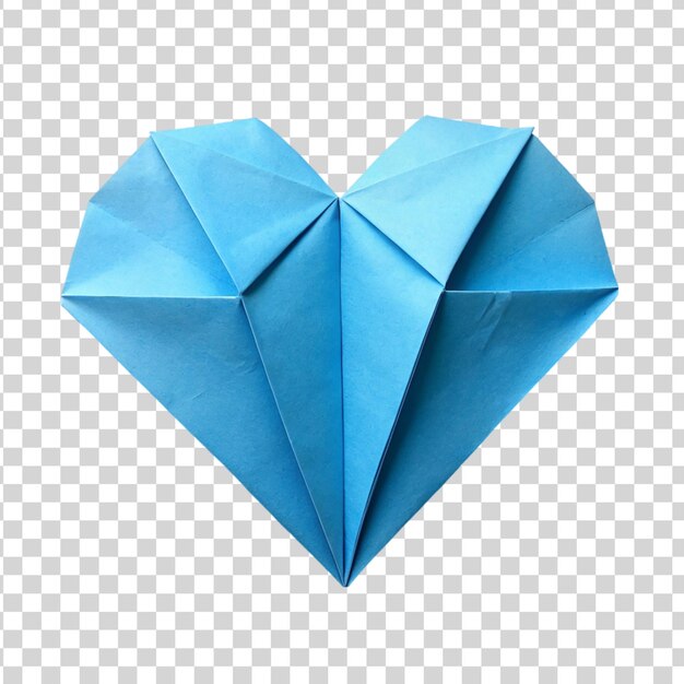 PSD blue paper on heart shaped isolated on transparent background