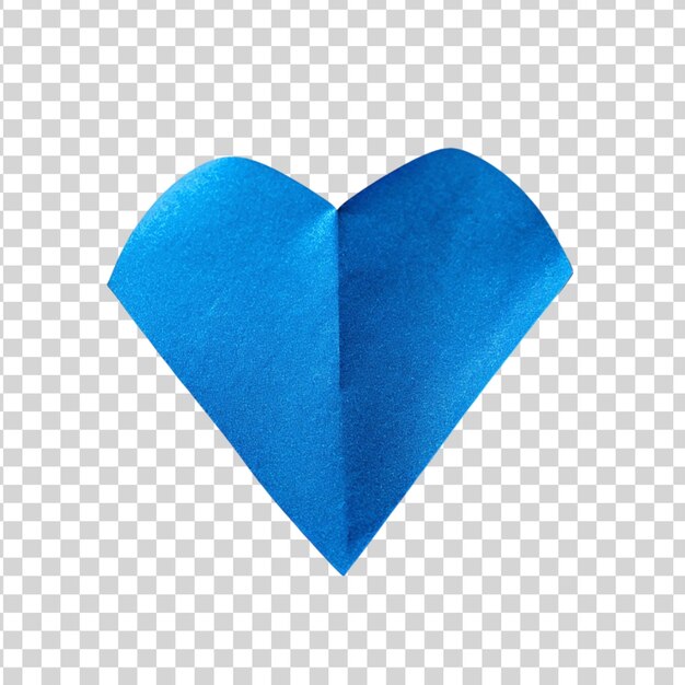 Blue paper on heart shaped isolated on transparent background