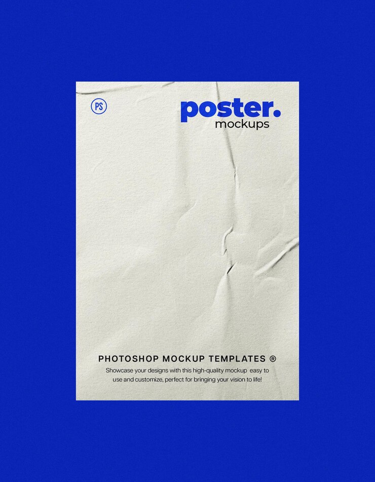PSD a blue paper poster mockup psd
