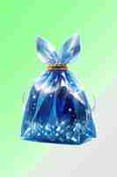 PSD a blue perfume bottle with a gold top and a blue butterfly in the middle