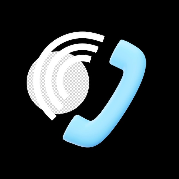 PSD blue phone ring 3d element on black circle png background