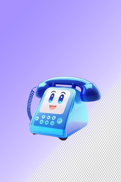 PSD a blue phone with a face on it