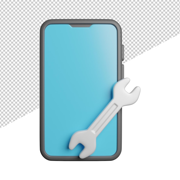 A blue phone with a wrench on it