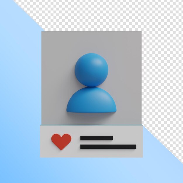 Blue photo likes 3d icon render