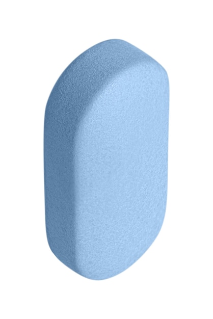Синяя таблетка и капсула на изолированном прозрачном фоне