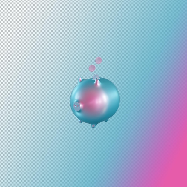 PSD a blue and pink gradient piggy bank