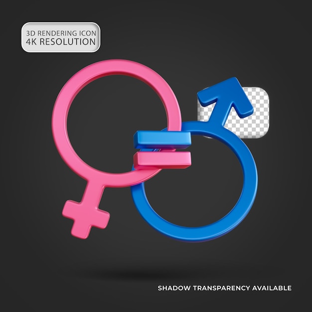 Blue and pink male and female 3d isolated gender equality concept icon