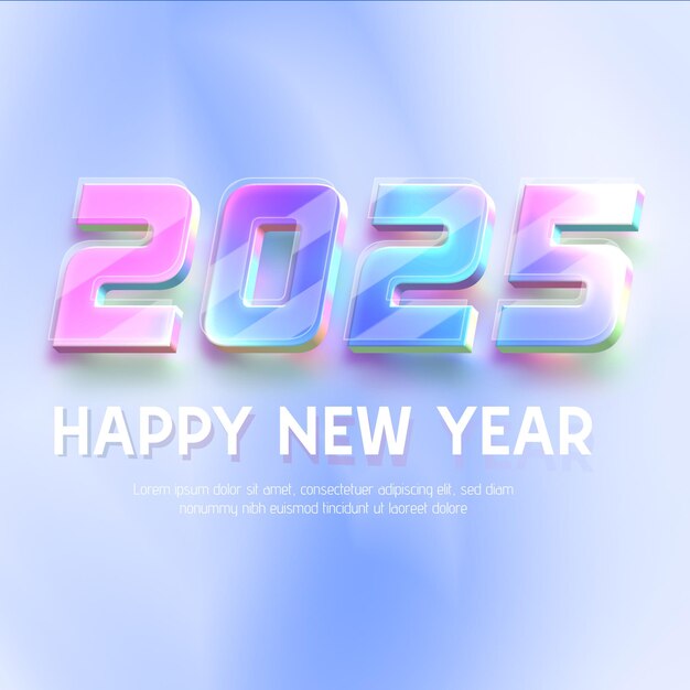 PSD a blue and pink sign that says happy new year 2025