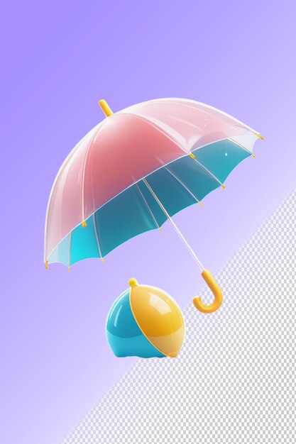 PSD a blue and pink umbrella with a yellow umbrella that has a blue and green color