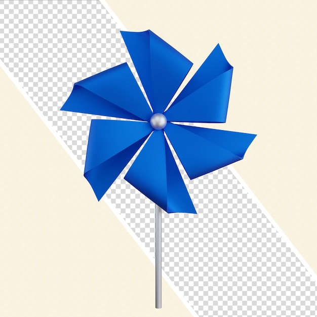 Blue Pinwheel Isloated 3D Render Illustratie