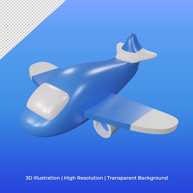 Blue plane airline icon 3d