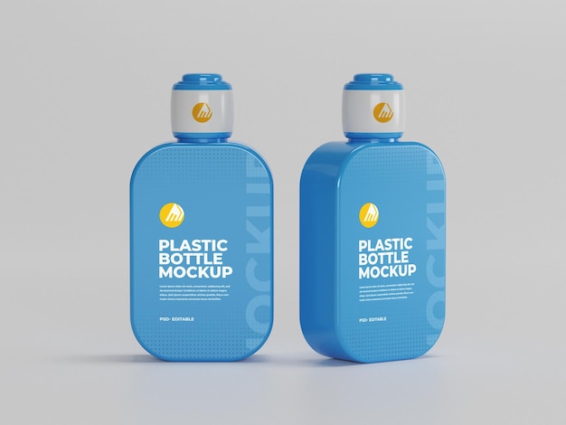 Blue plastic bottle mockup