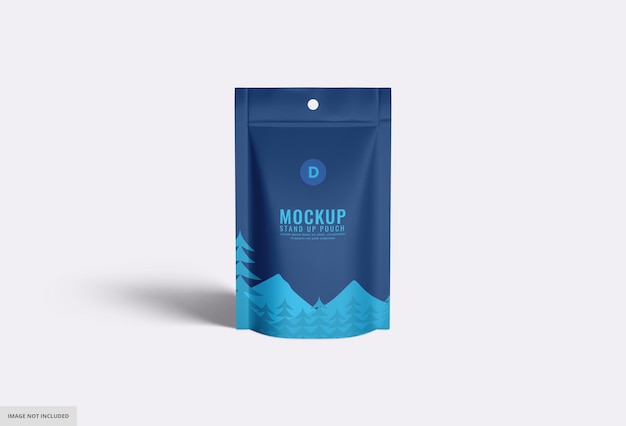 PSD blue plastic paper pouch food bag mockup