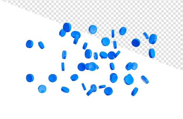 PSD Синие пластиковые полимерные гранулы на изолированном фоне 3d иллюстрации