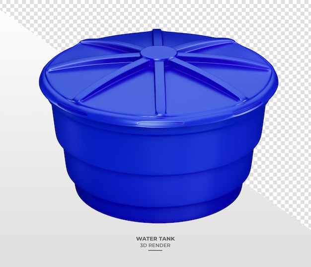 PSD serbatoio d'acqua in plastica blu in rendering 3d con sfondo trasparente