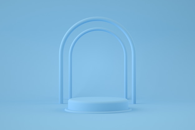 Blue podium with archs