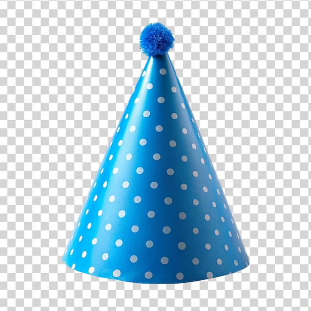 PSD blue polka dot party hat isolated on transparent background